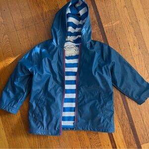 Hatley kids hooded raincoat blue size 5 excellent preowned condition